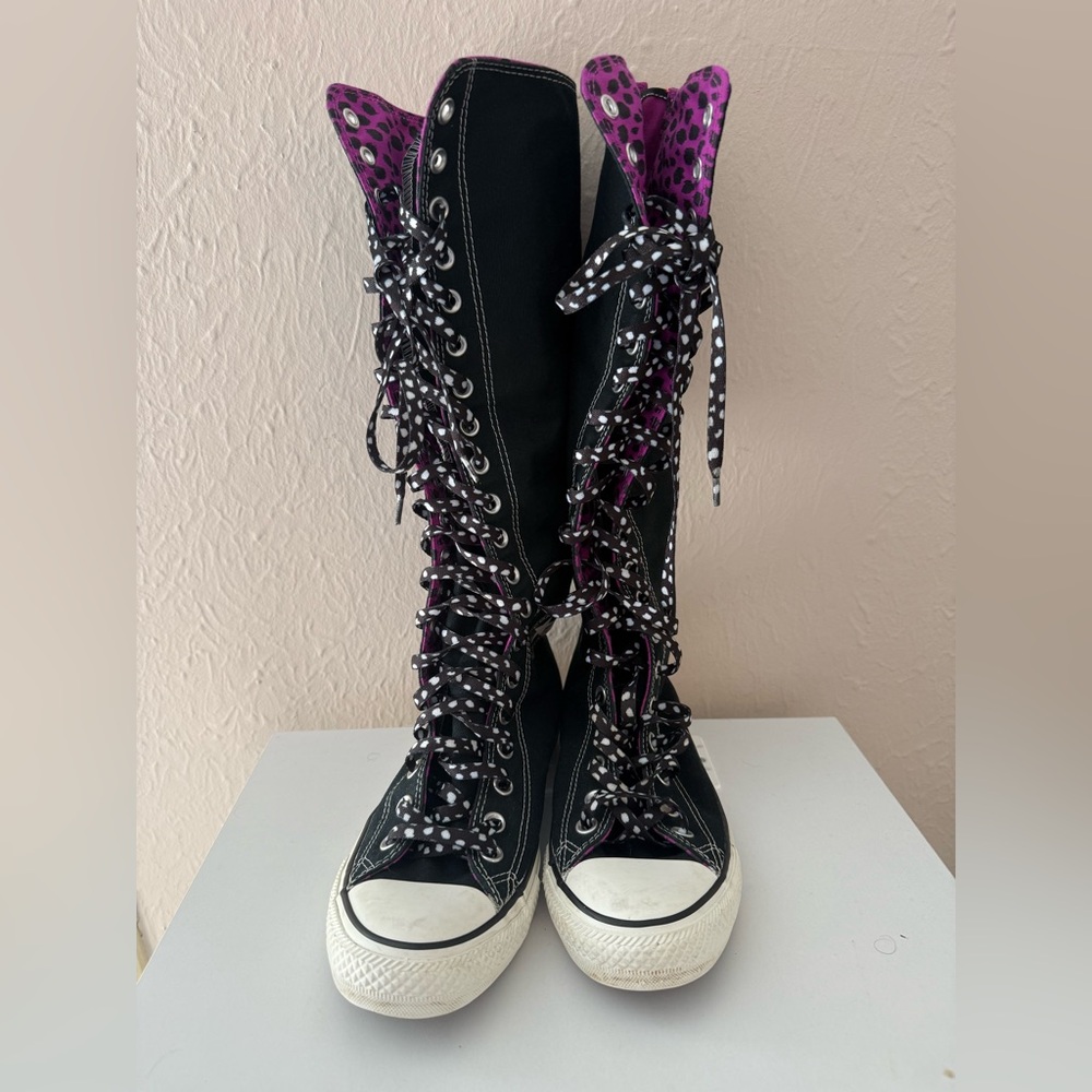 Converse All Star Chuck Taylor Knee High Sneakers - Purple Animal Print